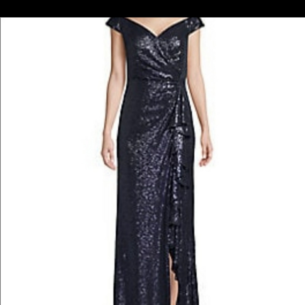 Tadashi Shojj Blue Formal Sequined Gown